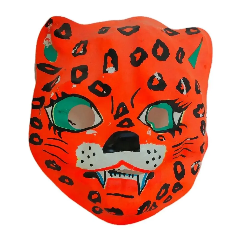 Vintage Ben Cooper Child's Mask Leopard Black Light Glow Rare Halloween Day Glow
